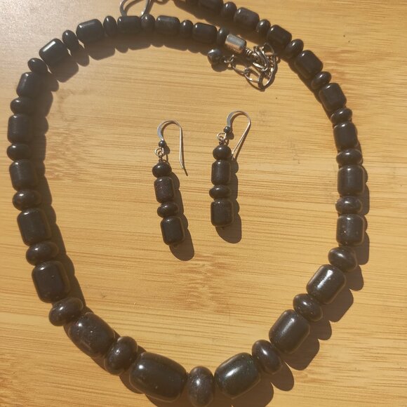 Jay King DTR mine finds Black Opal Necklace and earrings set 925 Sterling Silver - Picture 9 of 16